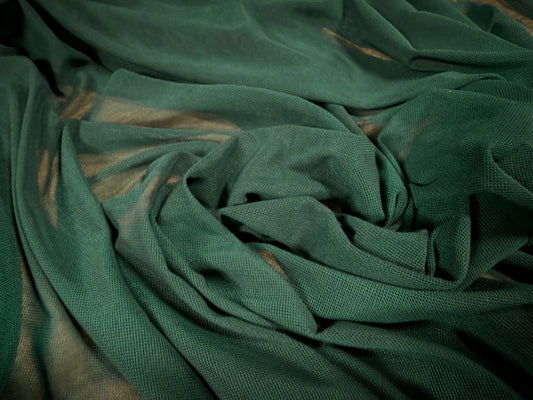 Power mesh net stretch spandex fabric, per metre - plain - dark green