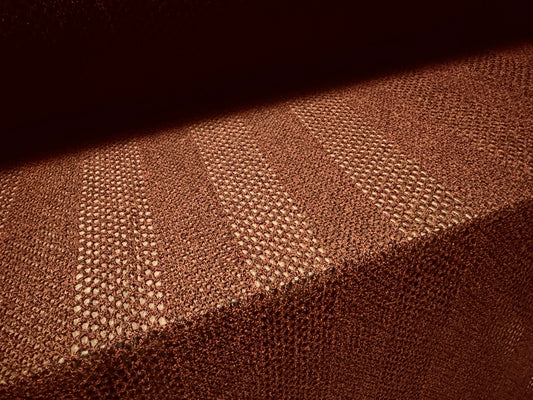 Fishnet mesh net jersey fabric, per metre - stripe - rust