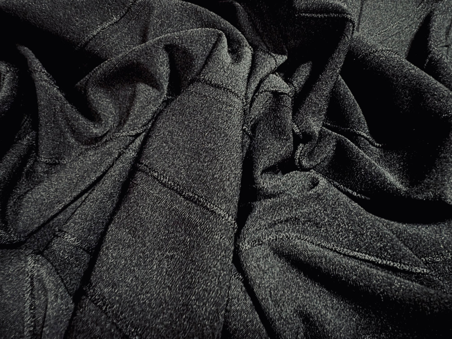 Soft touch stretch spandex single jersey fabric, per metre - raised pinstripe jacquard - black