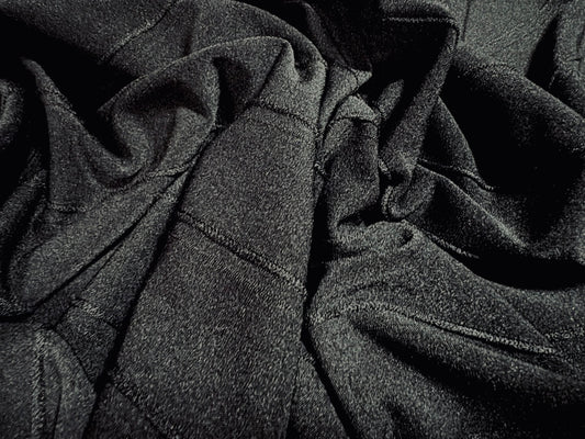 Soft touch stretch spandex single jersey fabric, per metre - raised pinstripe jacquard - black
