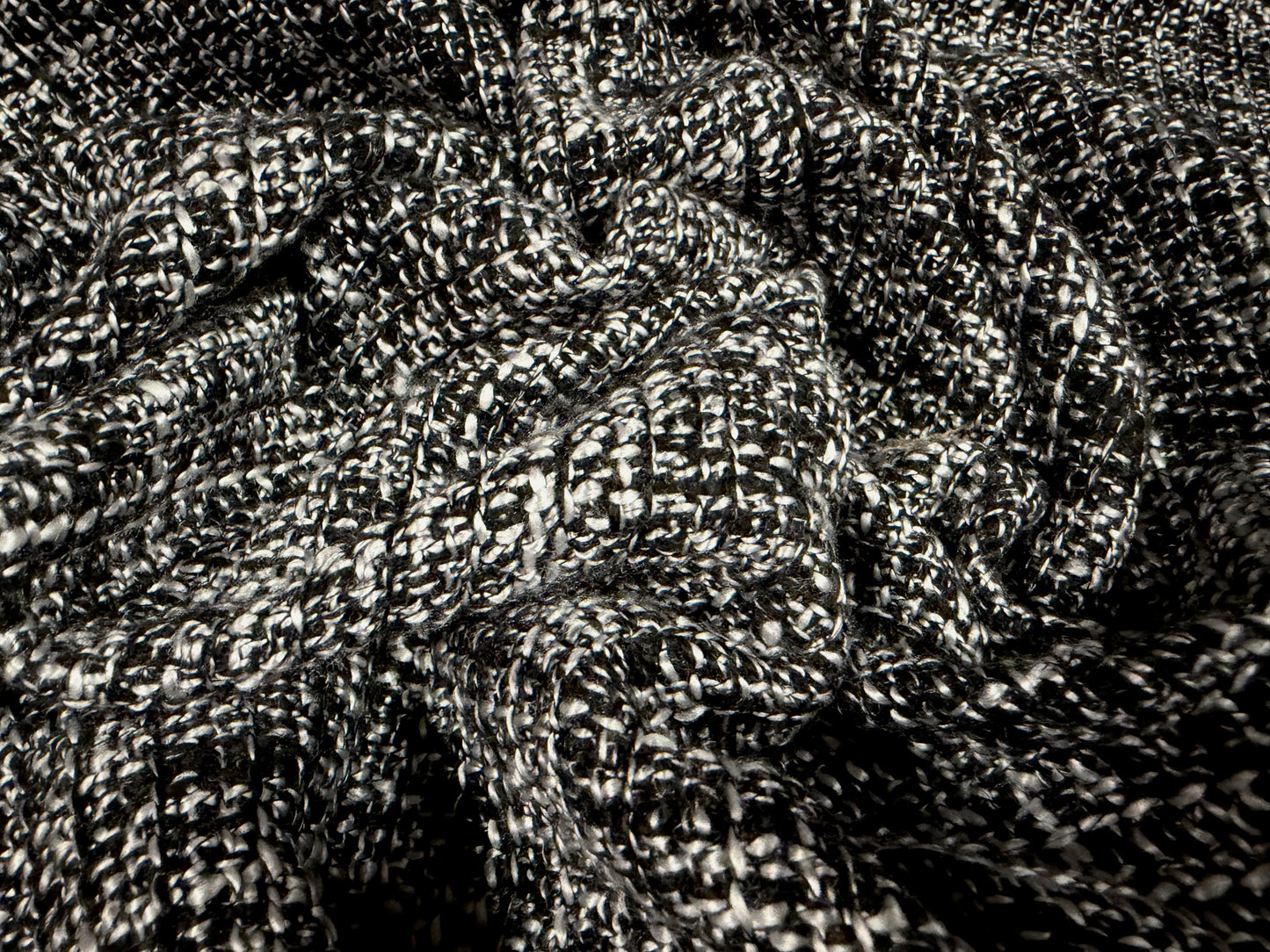 Heavyweight wool bouclé fabric, per metre - melange - black & white