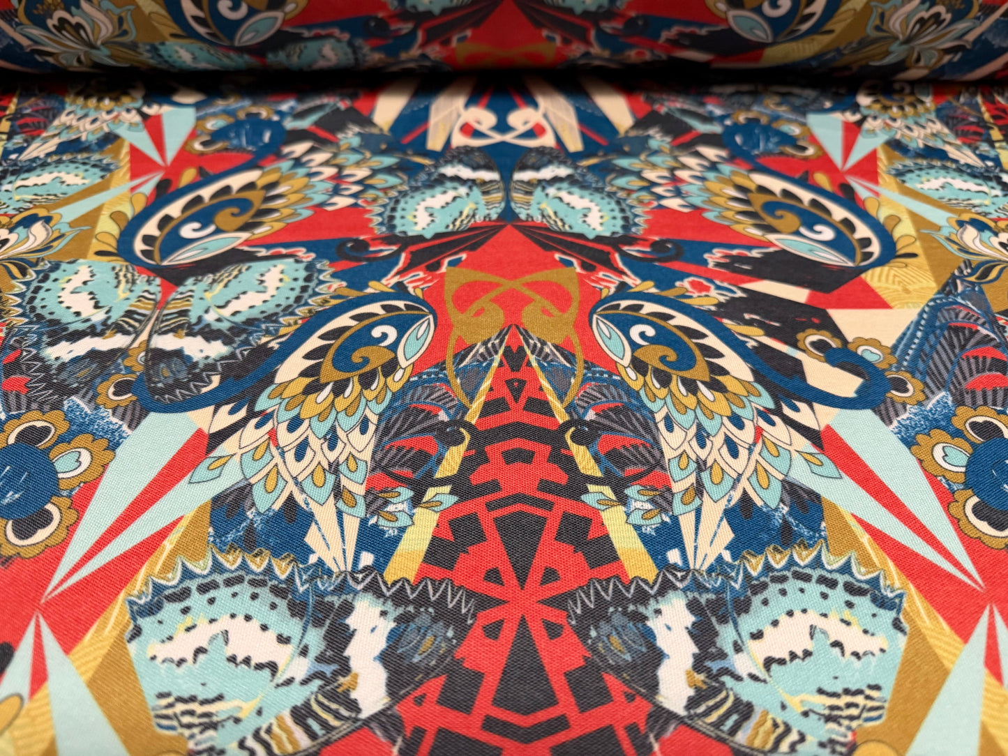 Toledo double jersey fabric, per metre - butterfly fantasy print - multicolour