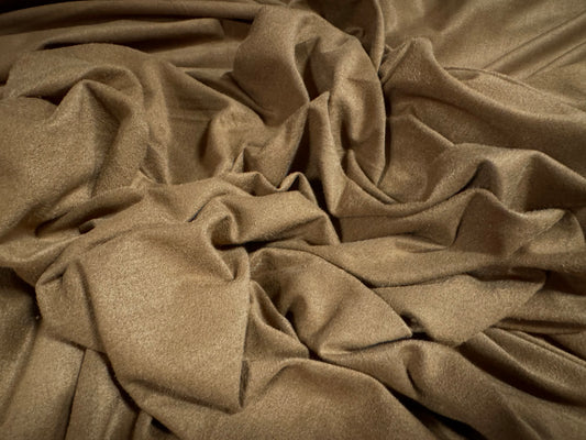 Faux suede stretch spandex jersey fabric, per metre - plain - warm tan