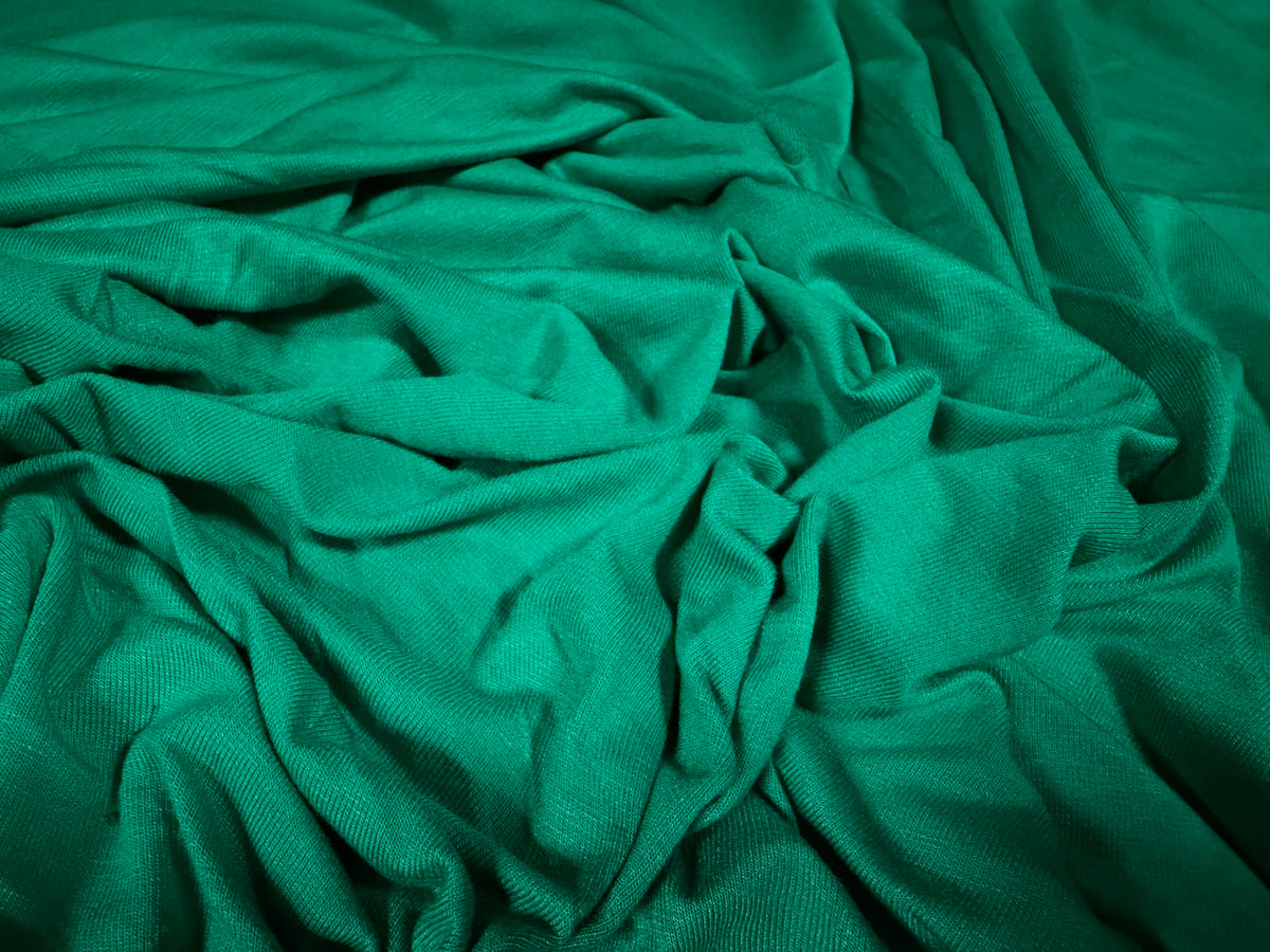 Viscose spandex stretch single jersey fabric, per metre - plain - jade green