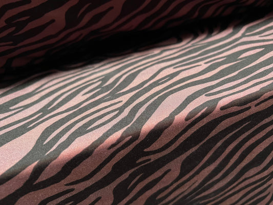 Swimwear stretch spandex jersey fabric, per metre - zebra animal print - mauve