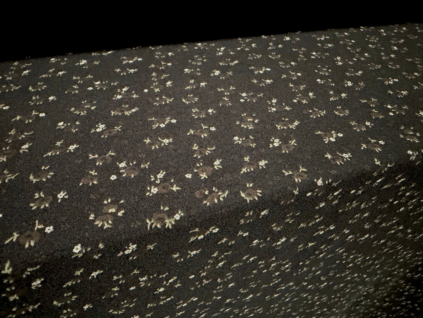 Soft touch stretch spandex jersey fabric, per metre - ditsy floral print - black & grey