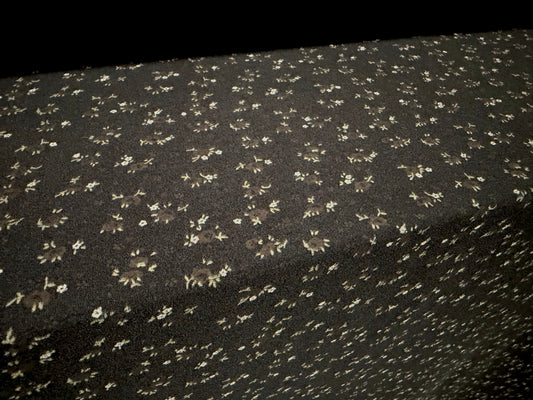 Soft touch stretch spandex jersey fabric, per metre - ditsy floral print - black & grey