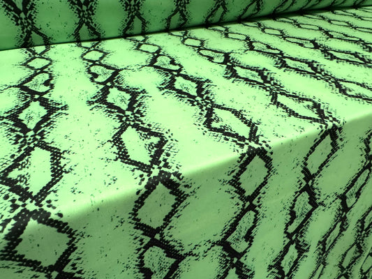Matt swimwear stretch spandex jersey fabric, per metre - snakeskin print - mint green