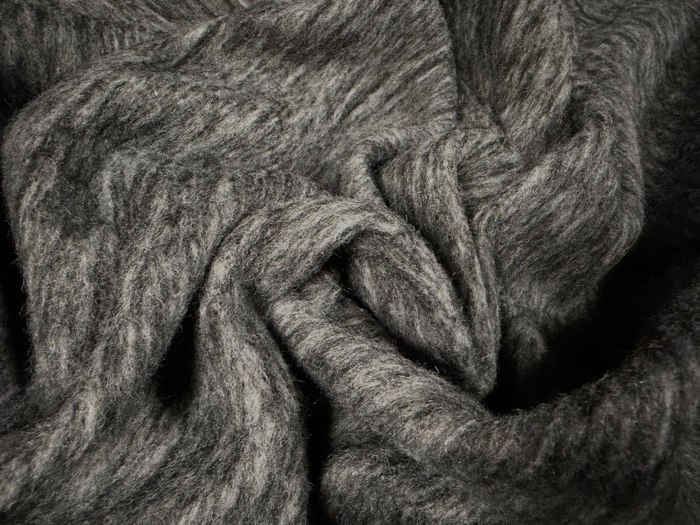 Wool faux fur fabric, per metre - melange - grey