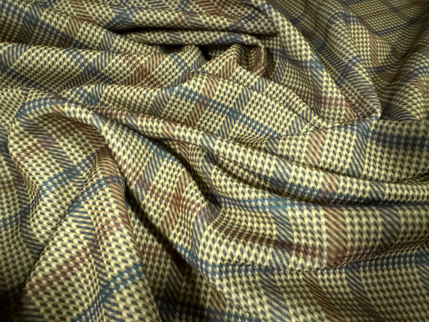 Double jersey upholstery fabric, per metre - British plaid - antique sage