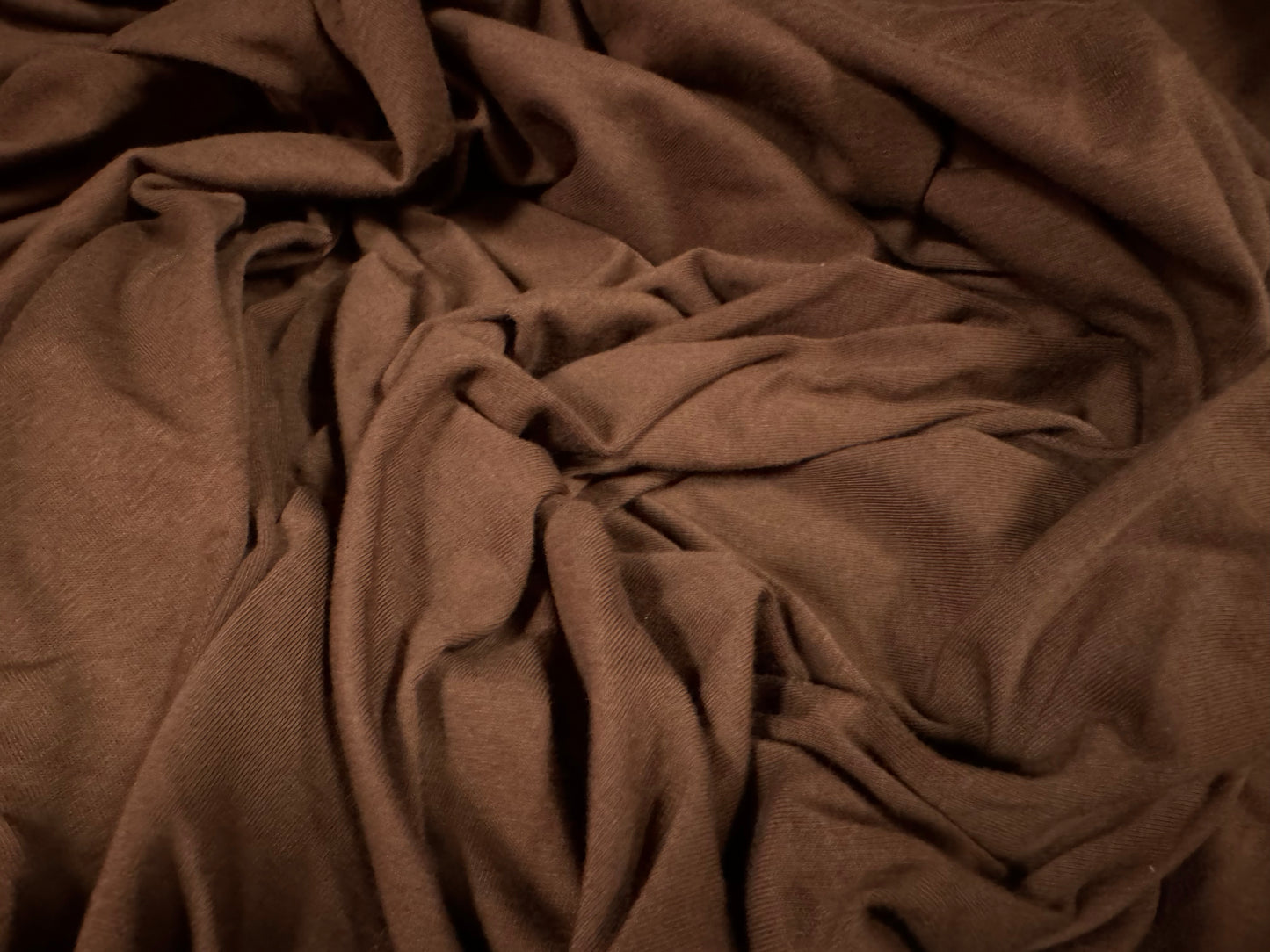 Cotton spandex stretch single jersey fabric, per metre - plain - chocolate brown