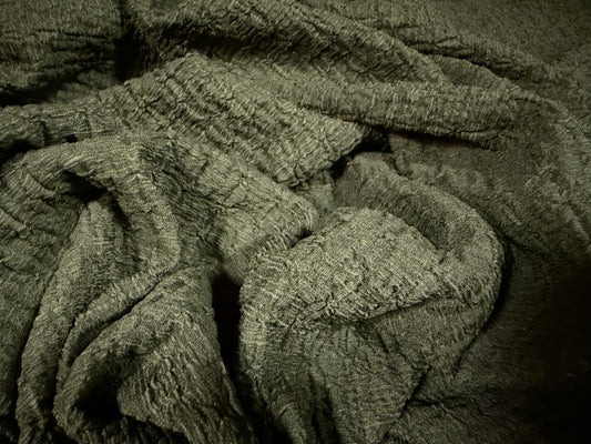 Blister jacquard stretch woven fabric, per metre - solid - khaki