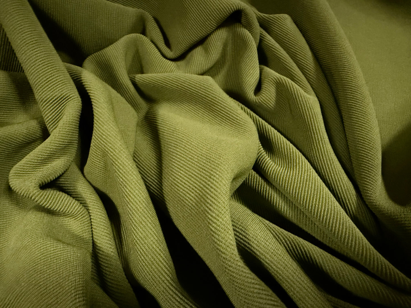 Fine ottoman rib stretch double jersey fabric , per metre - plain - avocado