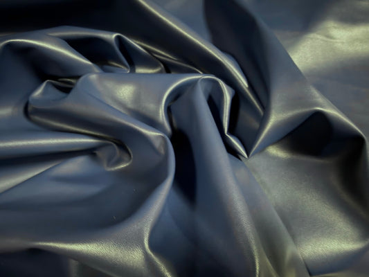 Faux leather pvc coated fabric, per metre - plain - indigo