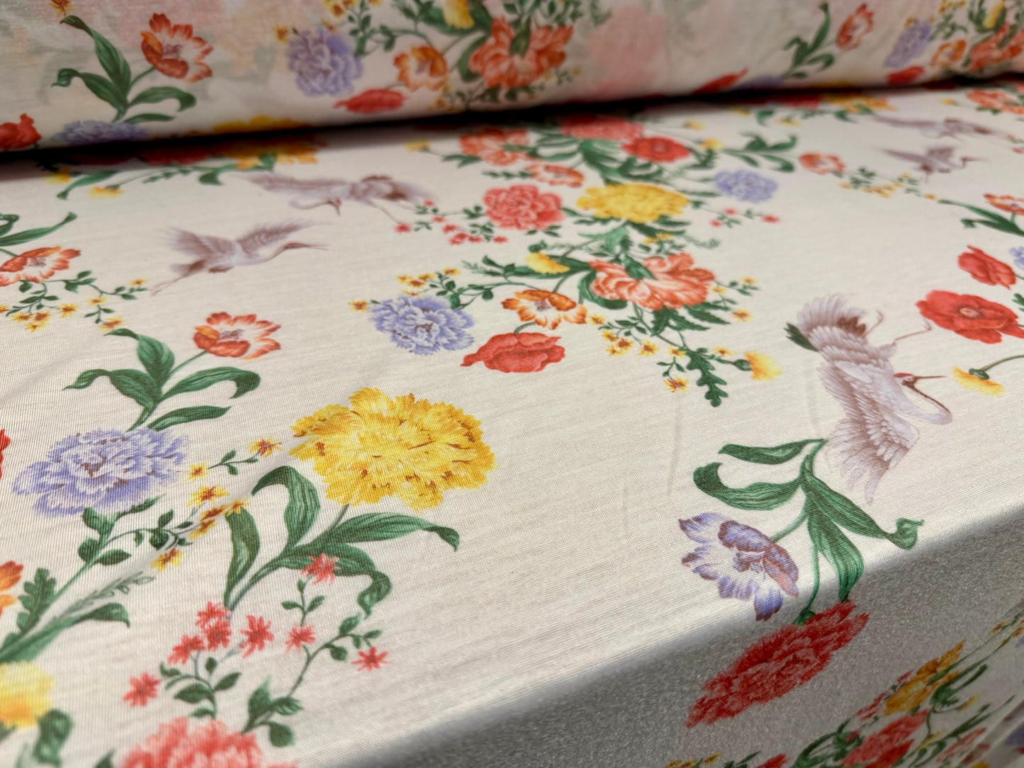 Soft handle single jersey fabric, per metre - Chinoiserie print - multicolour