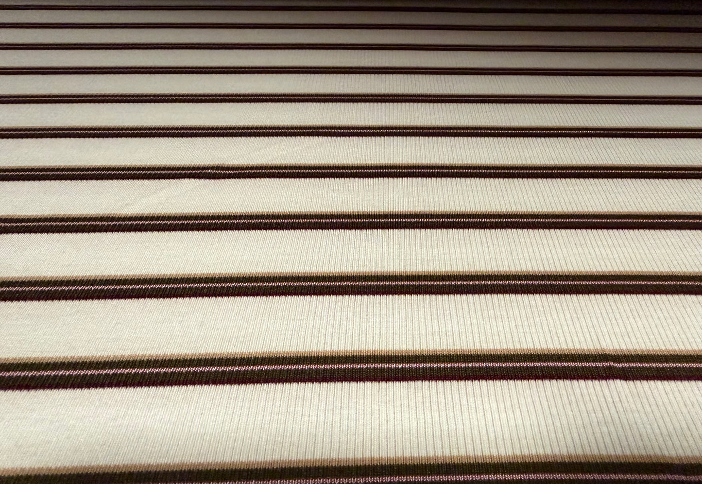 Stretch Spandex rib jersey fabric, per metre - stripe - brown & cream