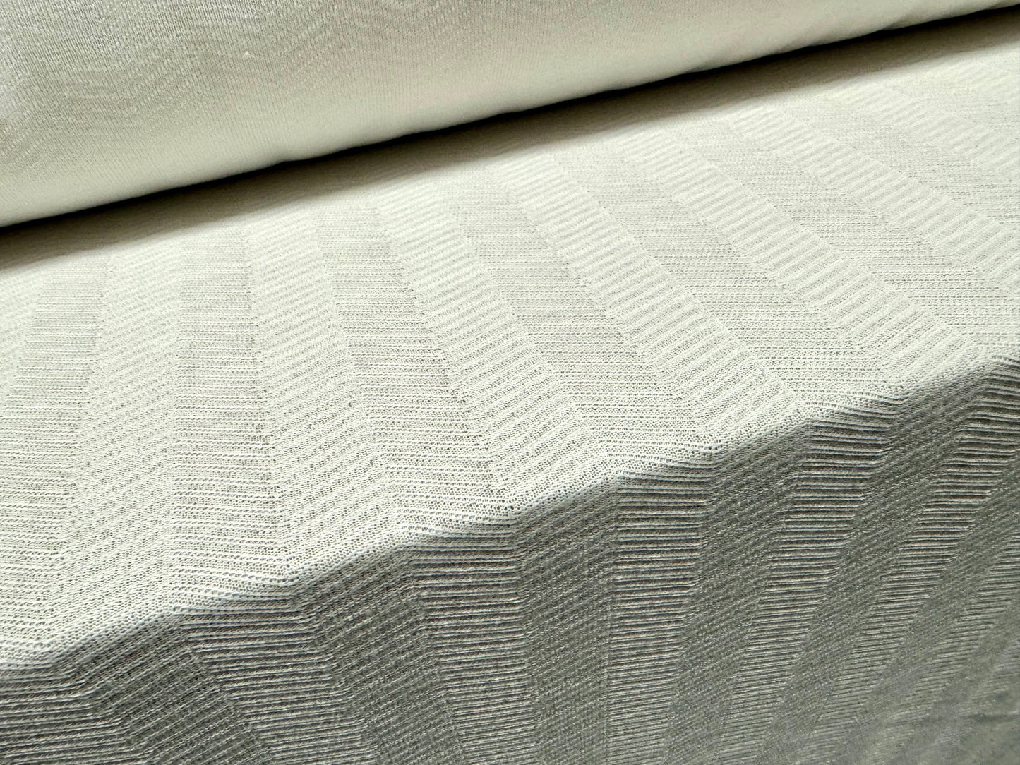 Knitwear jersey dress fabric, per metre - herringbone jacquard - white