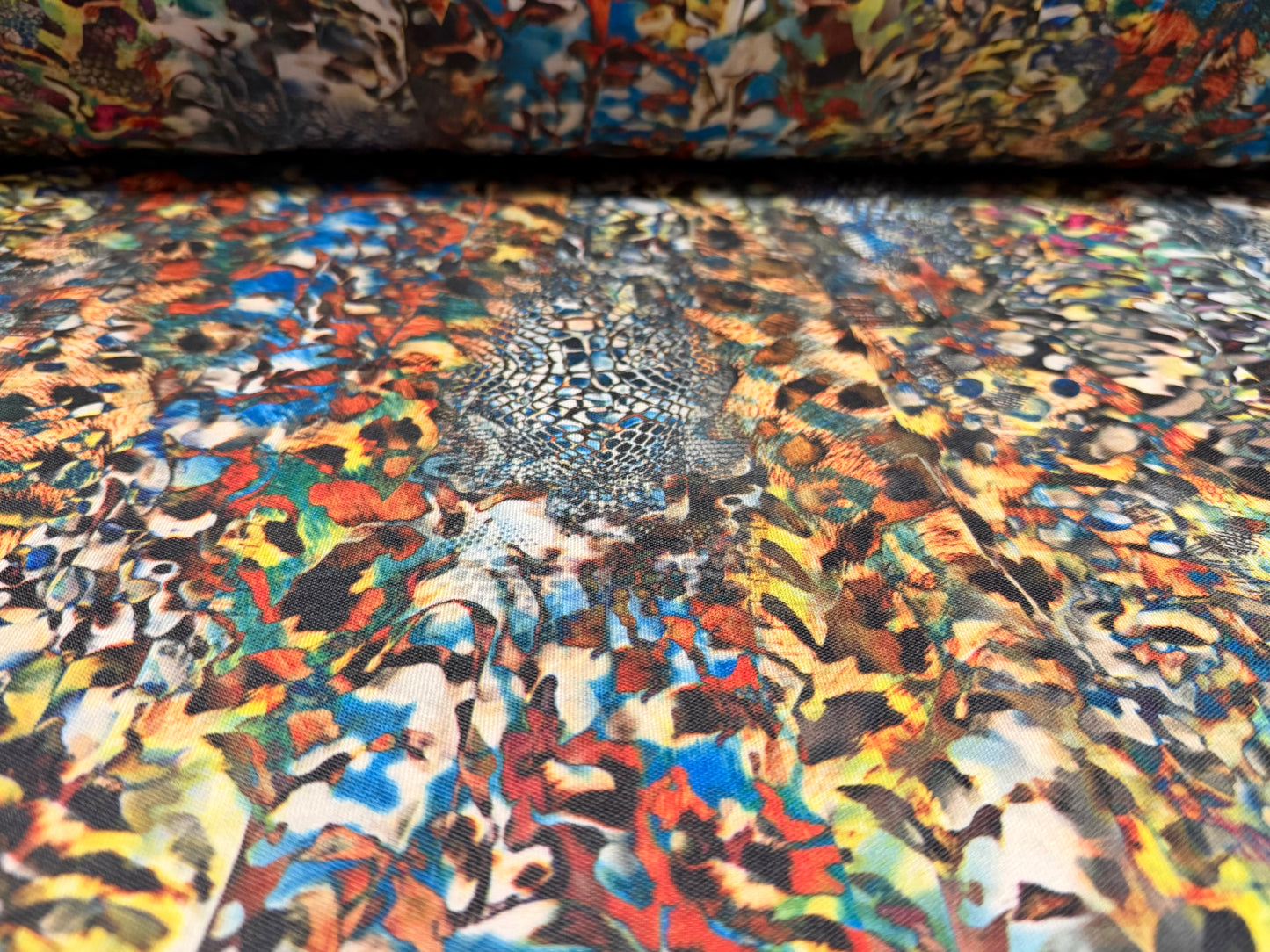 Toledo double jersey fabric, per metre - animal print medley - multicolour