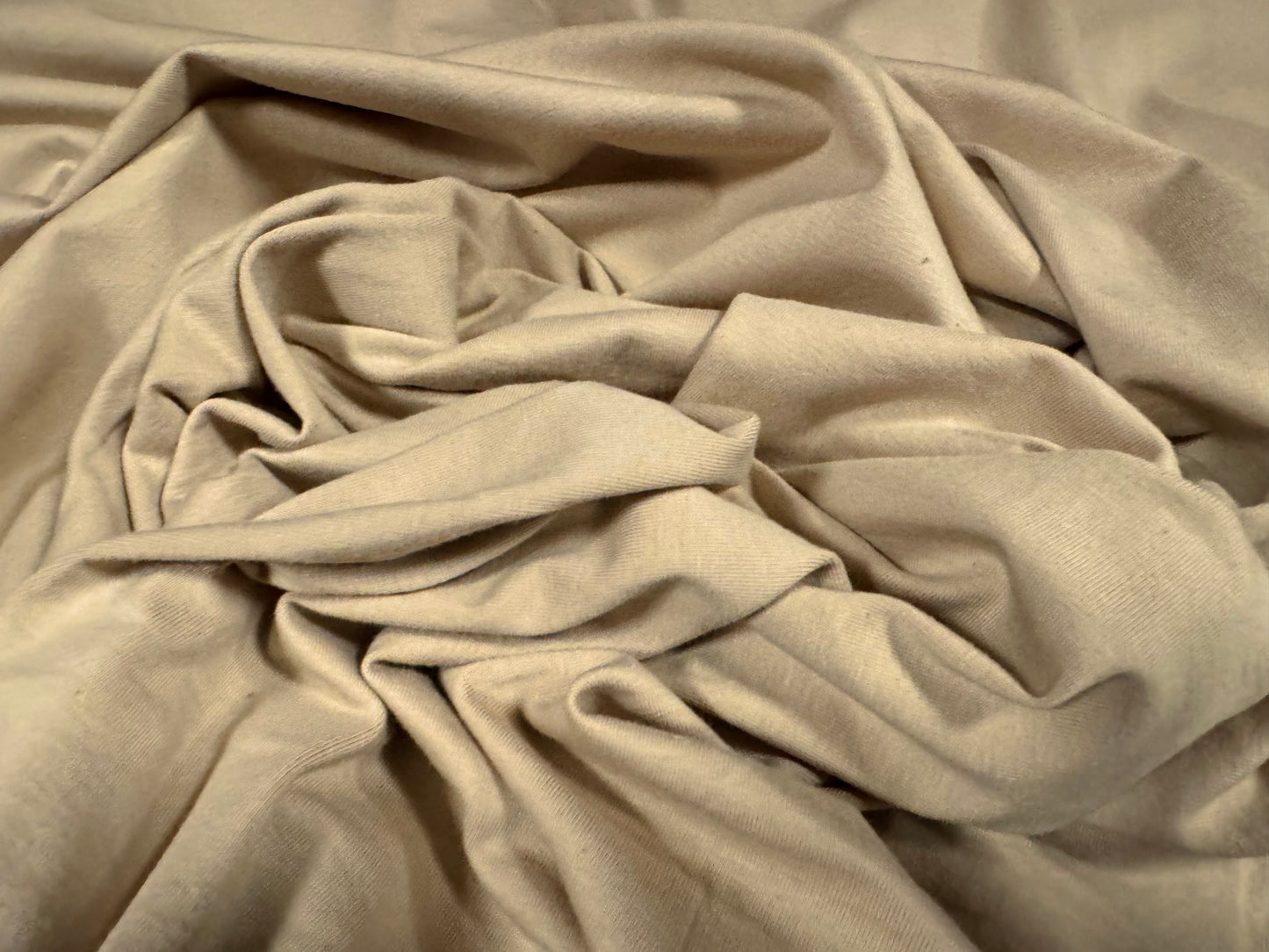 Viscose spandex stretch single jersey fabric, per metre - plain - beige