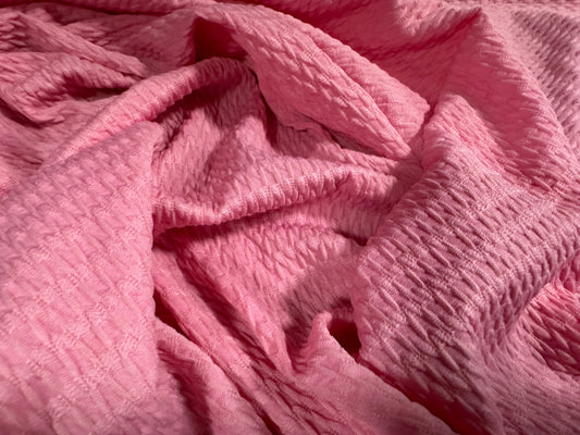 Double jersey knit stretch spandex fabric, per metre - jacquard - pink