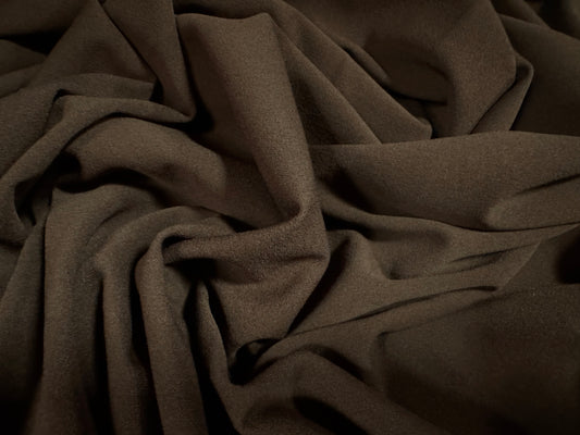 Scuba crepe stretch spandex double jersey fabric, per metre - plain - dark brown