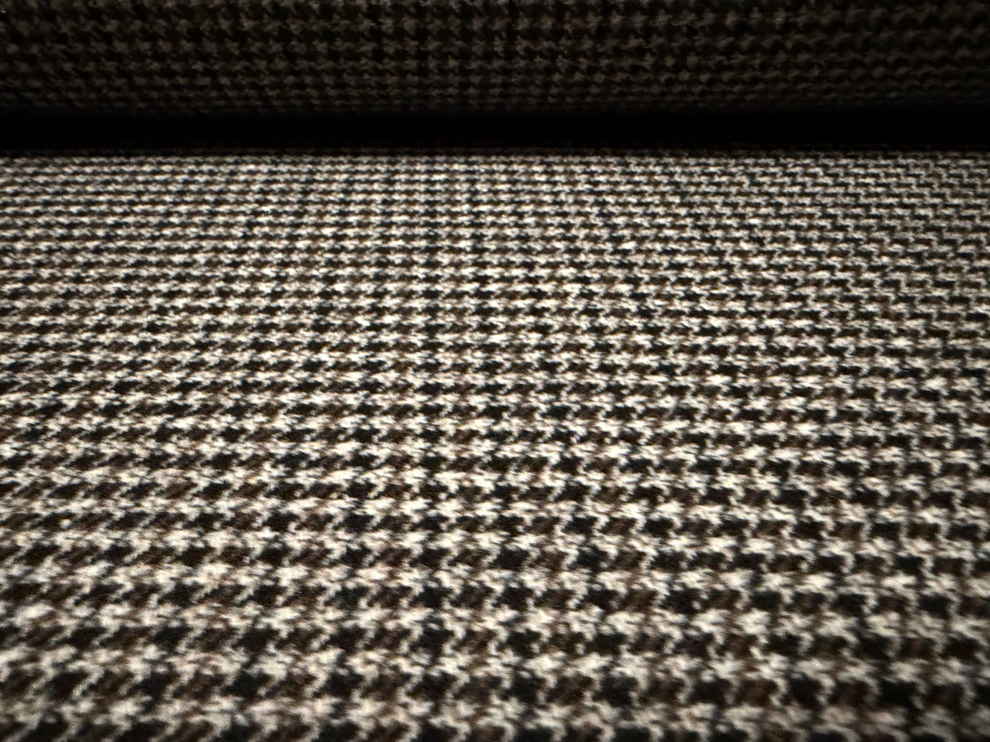 Heavyweight wool flannel coat jacket fabric, per metre - dogtooth - taupe