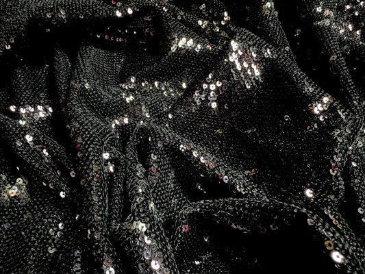 Couture sequin dress fabric, per metre - black