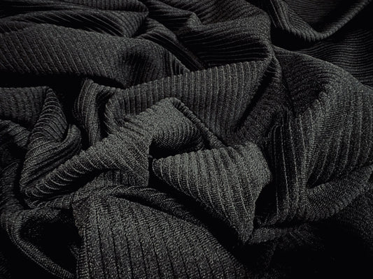Ottoman Rib Stretch Double jersey fabric , per metre - plain - black