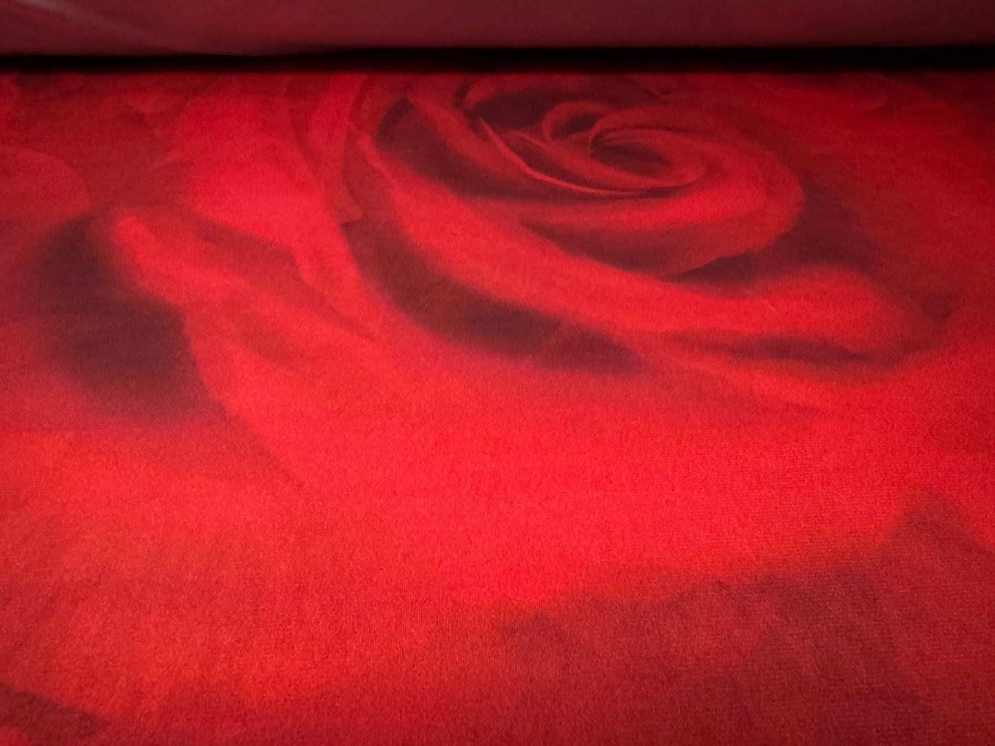 ITY stretch spandex single jersey fabric, per metre - shadow rose print - deep red