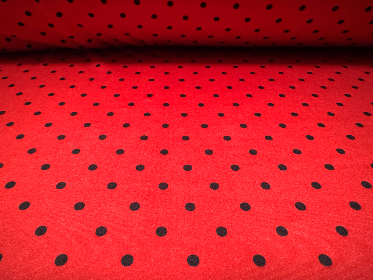 Swimwear stretch spandex jersey fabric, per metre - polka dot print - red