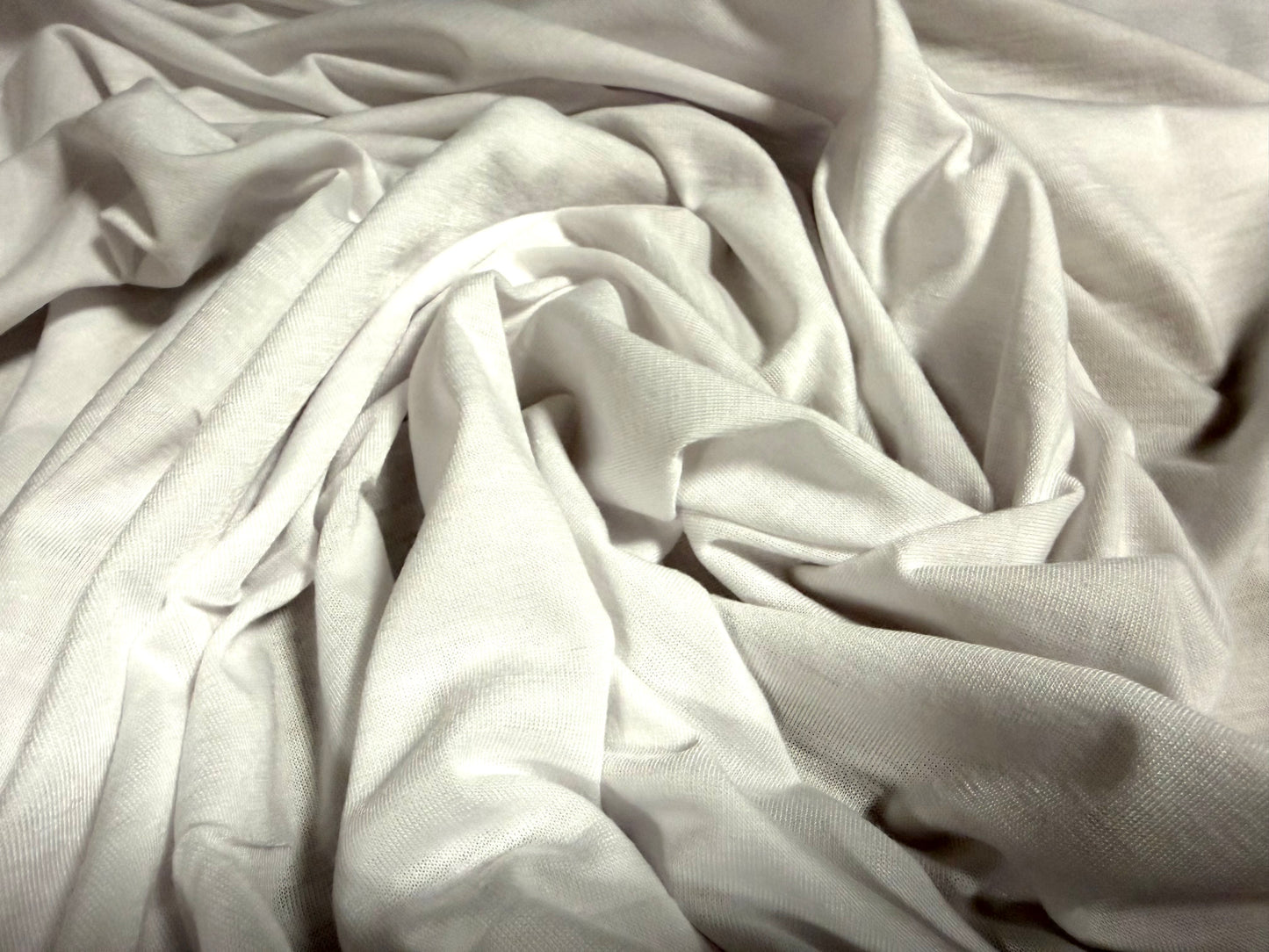 Soft handle stretch single jersey fabric, per metre - plain - white