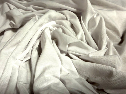Soft handle stretch single jersey fabric, per metre - plain - white