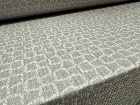 Spandex rib stretch jersey fabric, per metre - Geometric laurel leaf print - grey