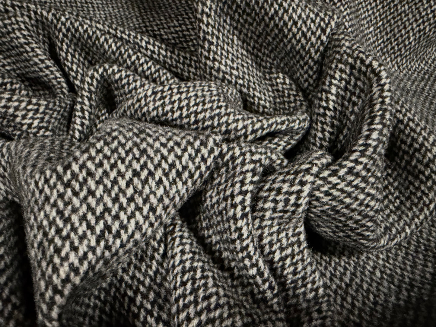 Brushed wool tweed fabric, per metre - grey