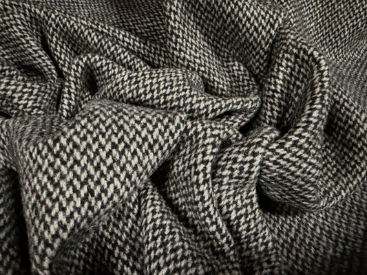 Brushed wool tweed fabric, per metre - grey