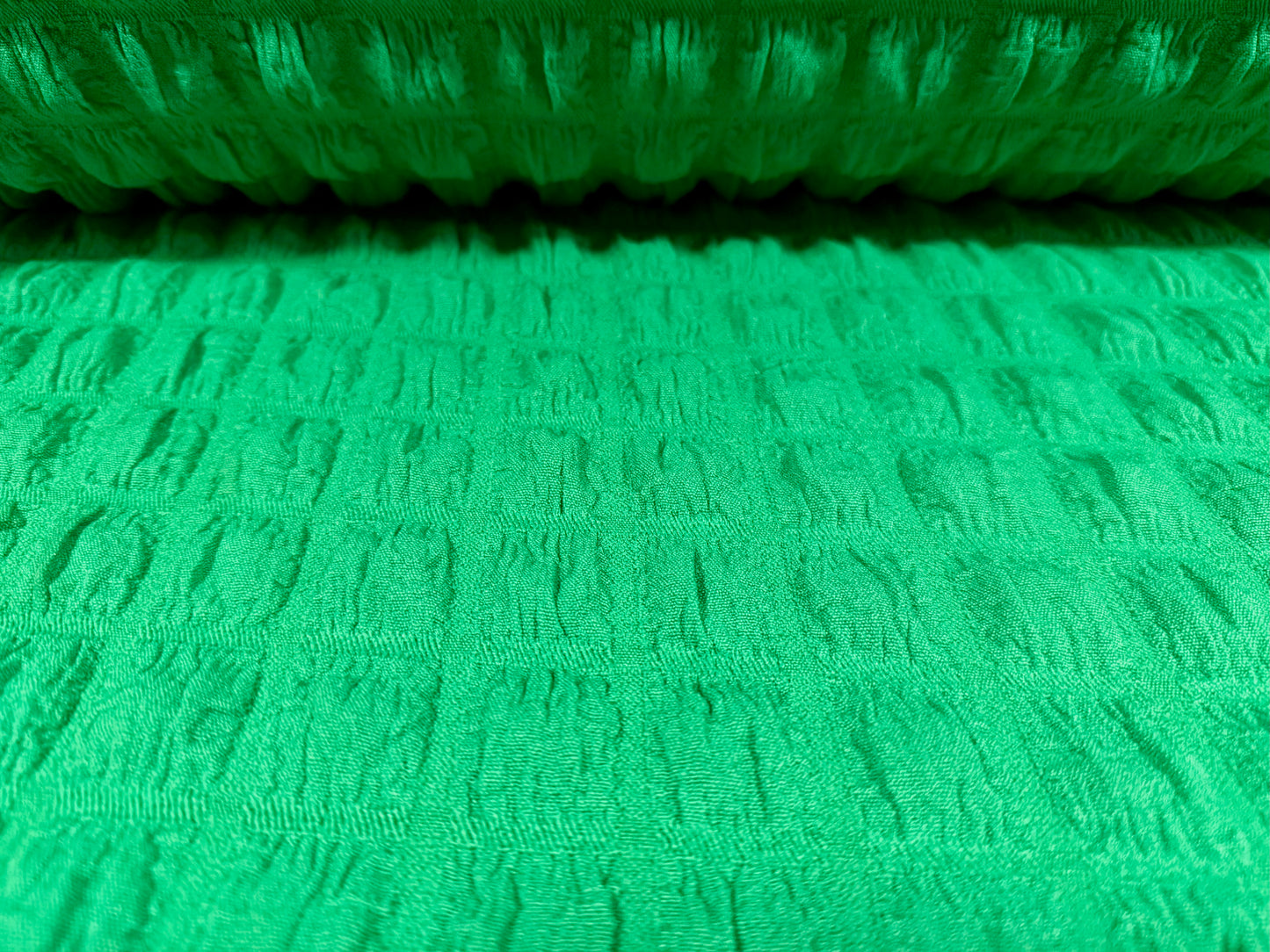 Stretch popcorn bubble jacquard fabric, per metre - emerald green