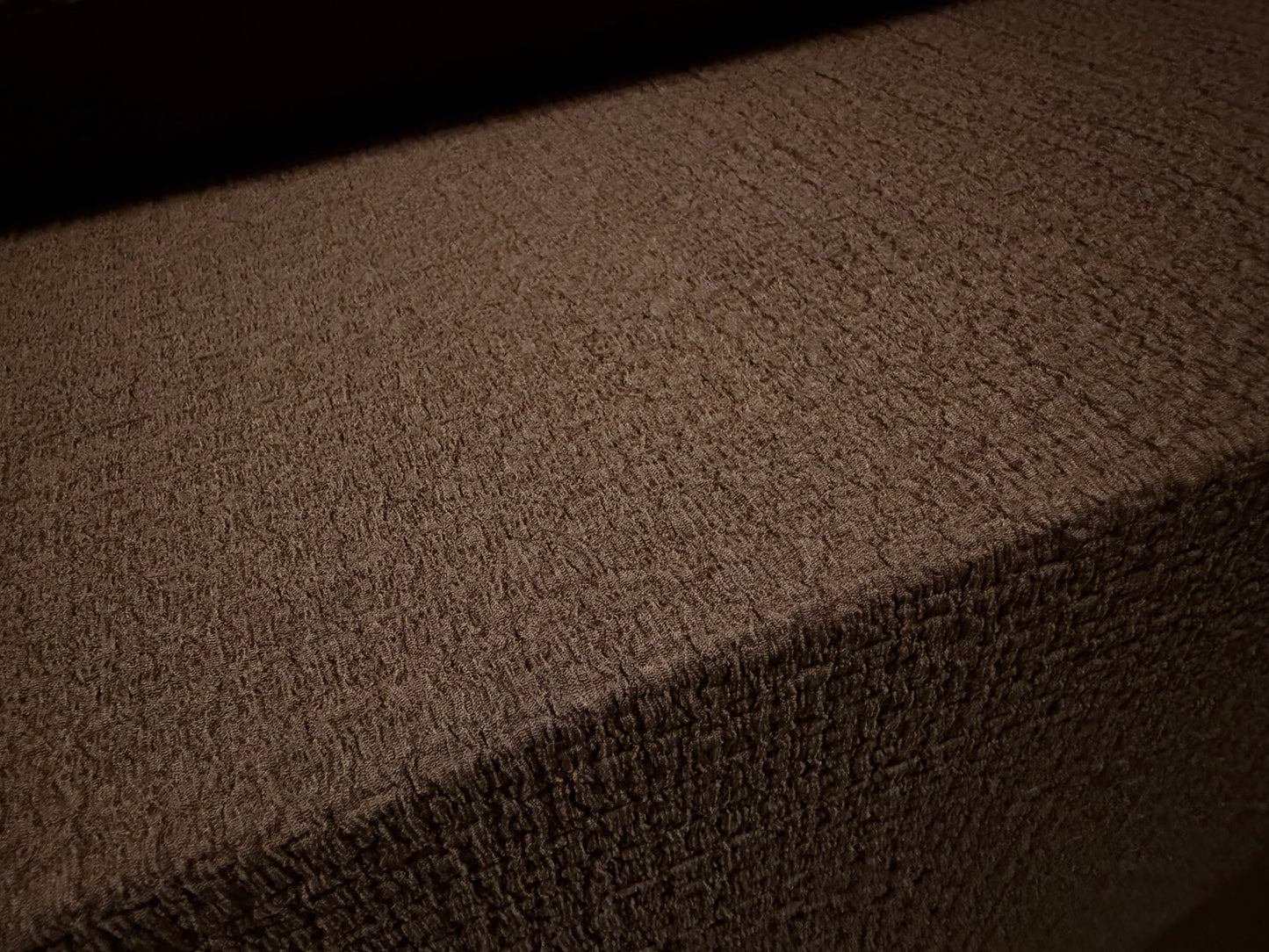 Blister jacquard stretch woven fabric, per metre - solid - chocolate brown