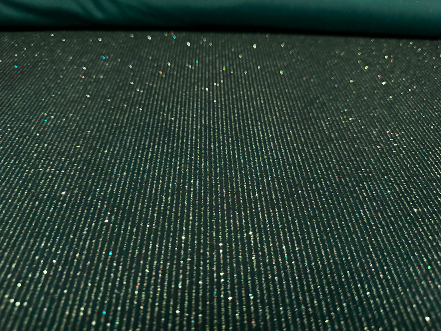 Couture Spandex velvet velour stretch fabric, per metre - glitter pinstripe - teal