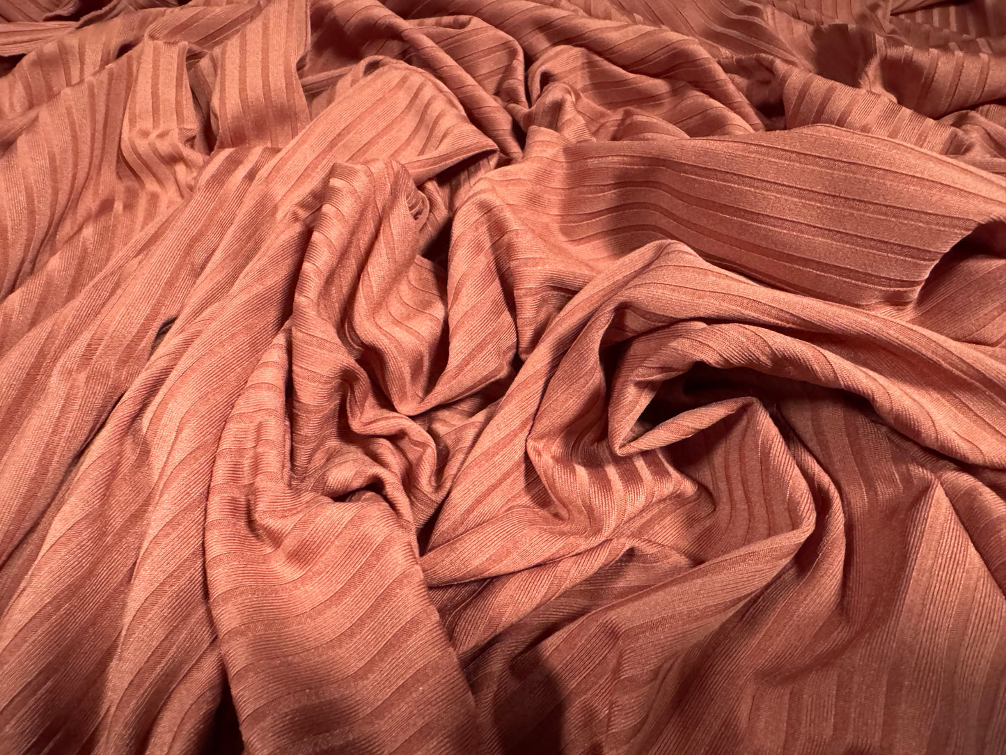 Stretch spandex rib jersey fabric, per metre - plain - old rose pink