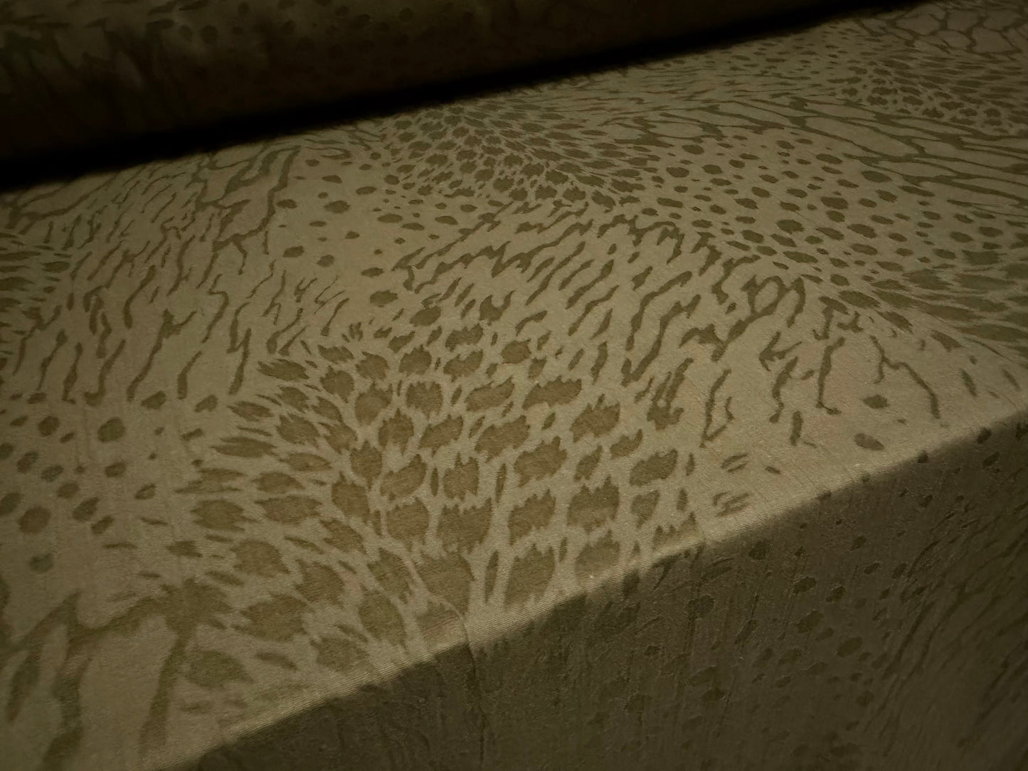 Lightweight cotton woven dress fabric, per metre - animal burnout - khaki