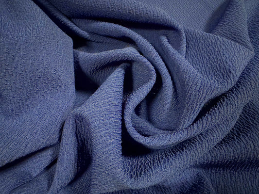 Textured scuba stretch spandex jersey fabric, per metre - tree bark jacquard - royal blue