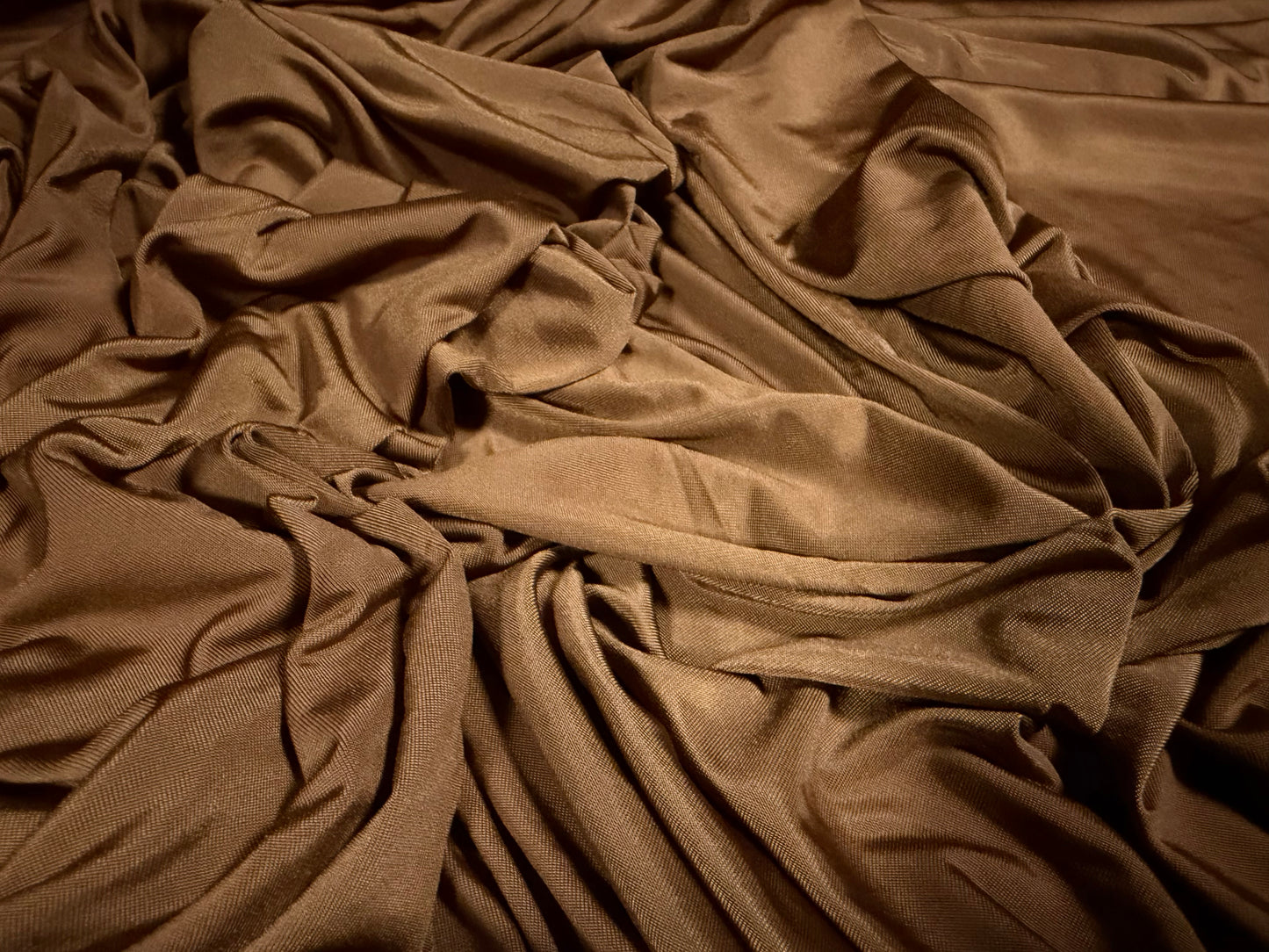 Soft touch spandex stretch jersey fabric, per metre - plain - hazelnut brown