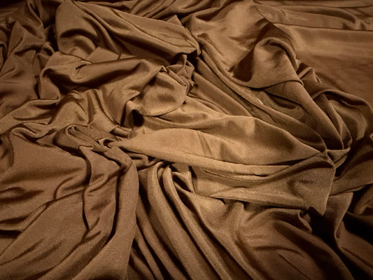 Soft touch spandex stretch jersey fabric, per metre - plain - hazelnut brown
