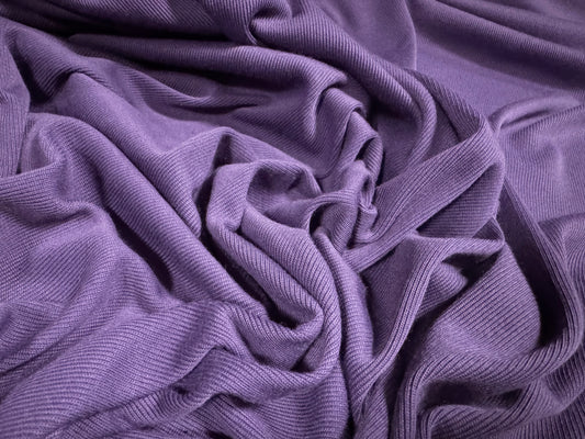 Fine ribbed jersey fashion fabric, per metre - plain - purple