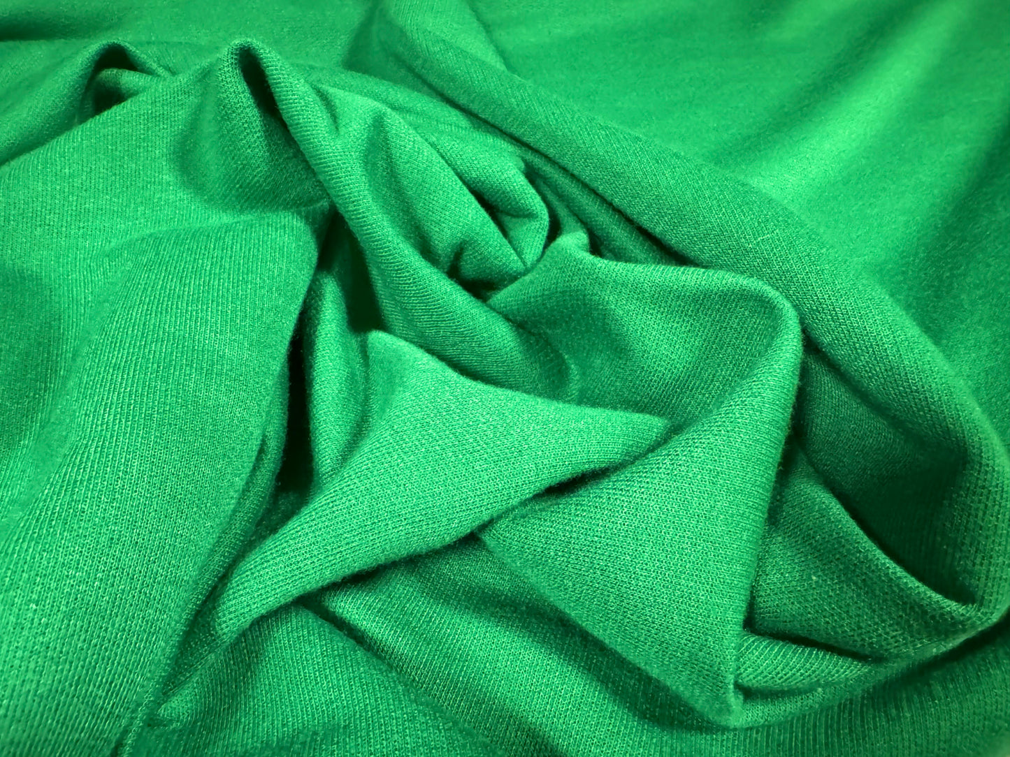 Soft handle loopback French Terry jersey fabric, per metre - plain - emerald green