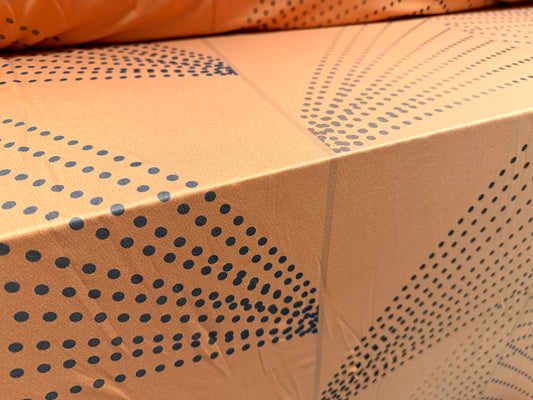 Stretch spandex crepe jersey fabric - geometric polka dot print - caramel