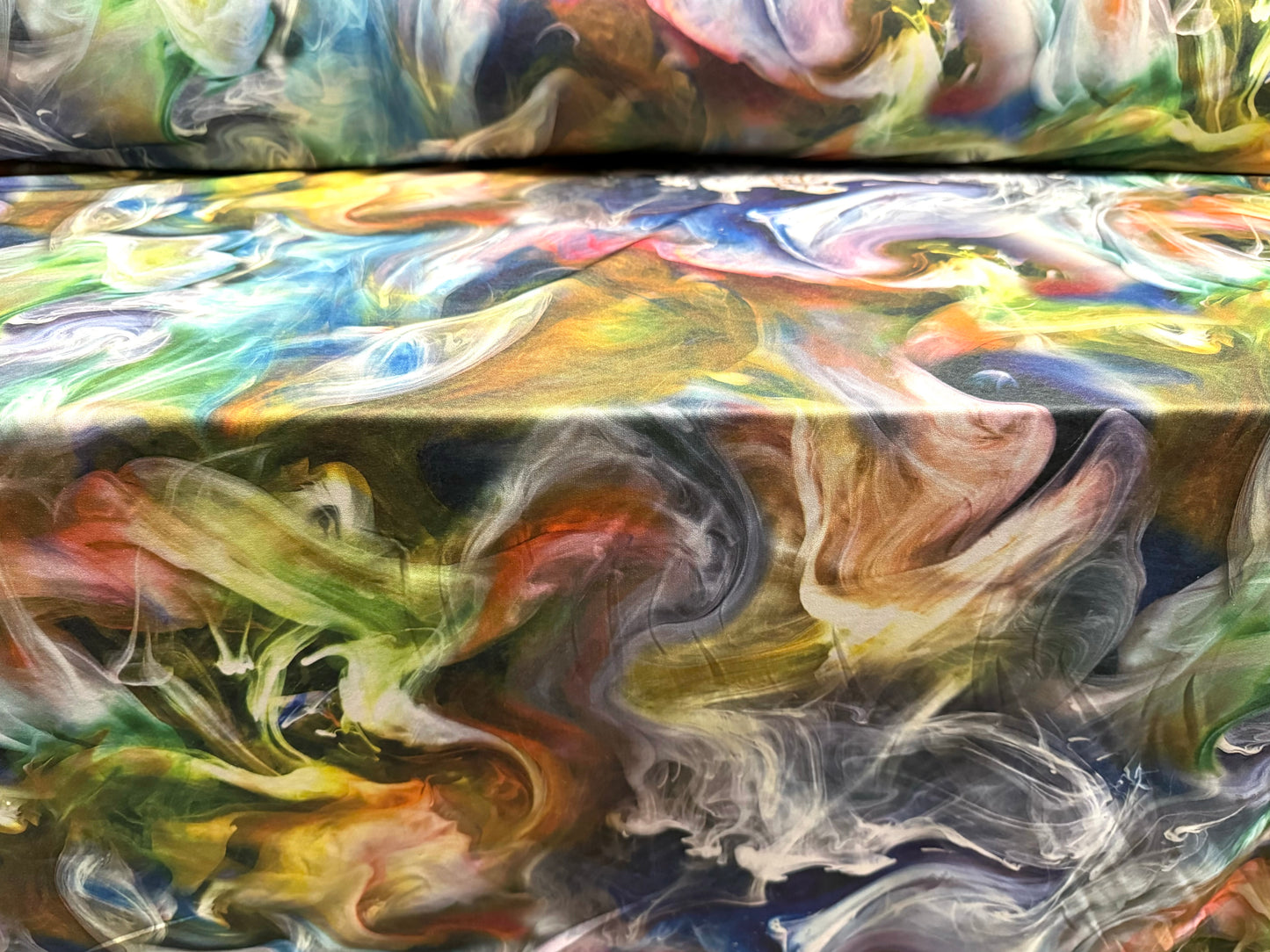 Lightweight stretch single jersey fabric, per metre - paint explosion print - multicolour