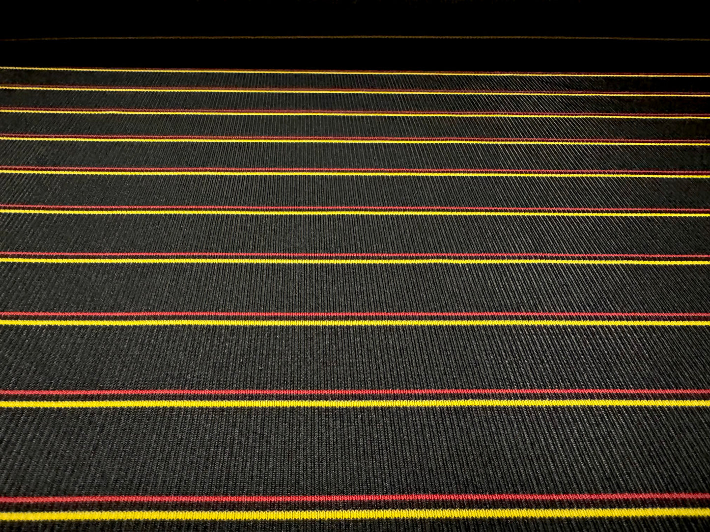 Stretch Spandex rib jersey fabric, per metre - pinstripe - black red & yellow