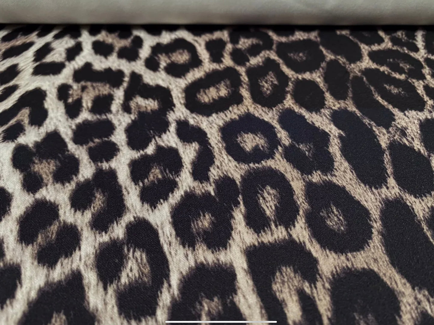 Scuba stretch spandex double jersey dress fabric, per metre - leopardskin animal print - black & tan