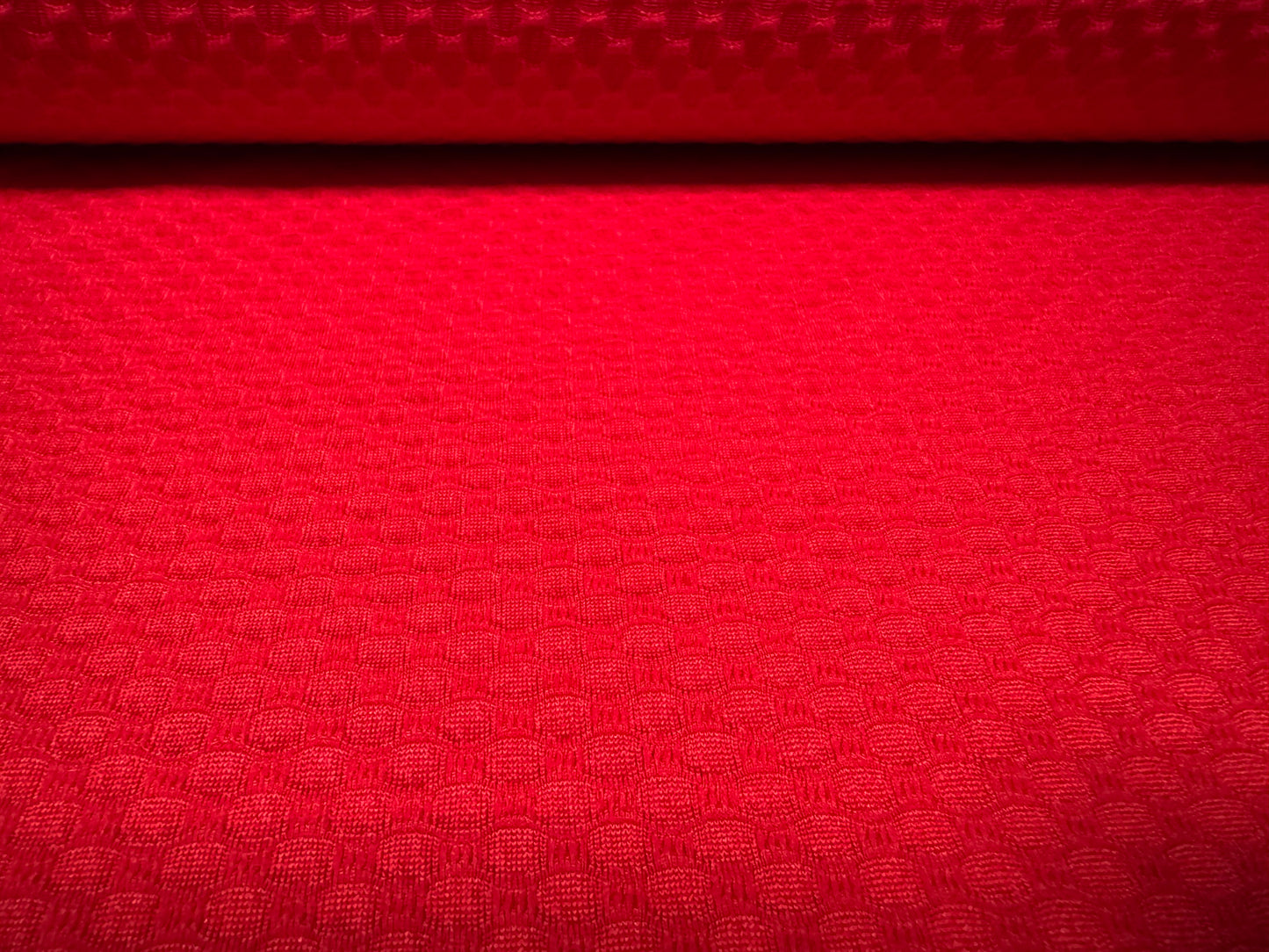 Hexagon jacquard stretch spandex double jersey fabric, per metre - red